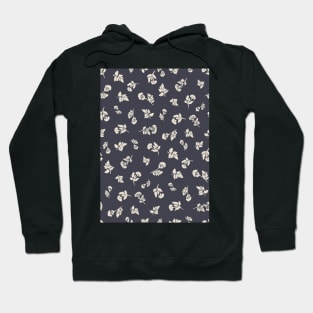 Cream Ditsy Hemlock Print on Charcoal Grey -  Floral Repeat Pattern Hoodie